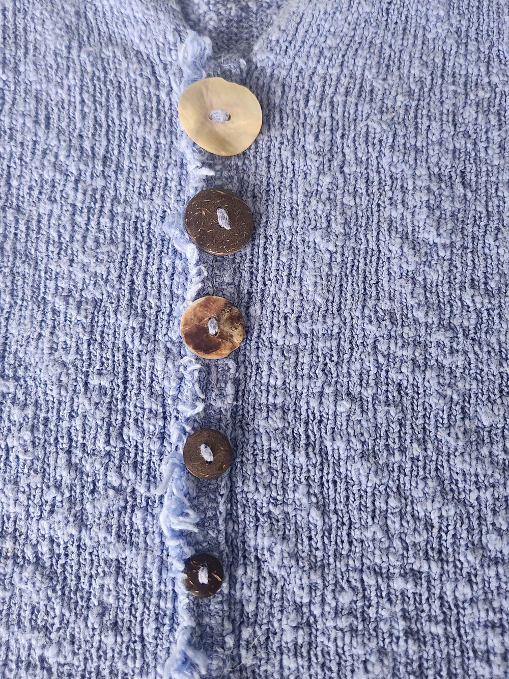 Women's Lulu-B Periwinkle Textured Cotton Henley Size Medium Cottagecore Chic - Picture 3 of 9